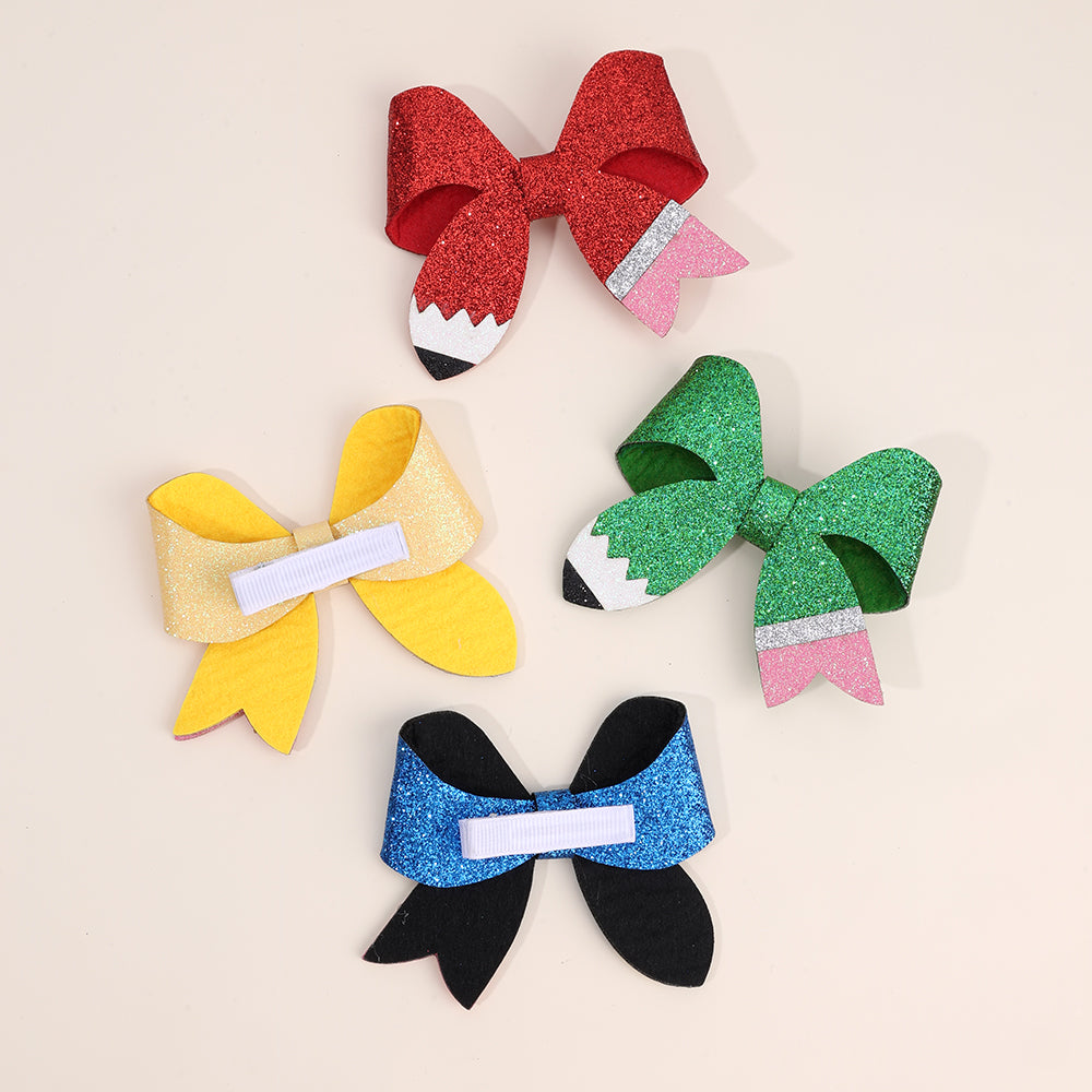 2Pcs Sparkly Glitter Pencil Hair Pins Back to School Hair Clip Girls
