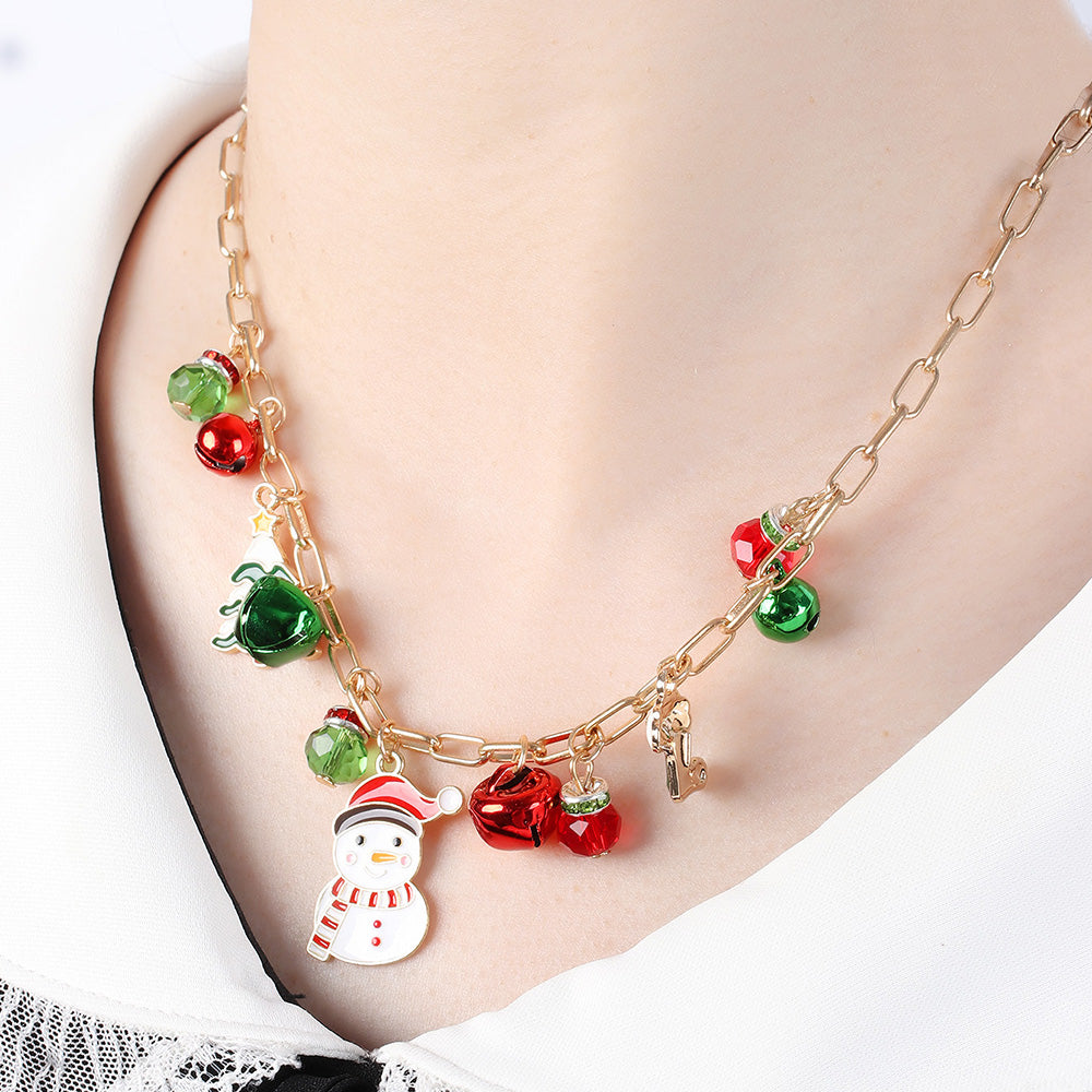 Christmas Snowman Bell Girls Necklace