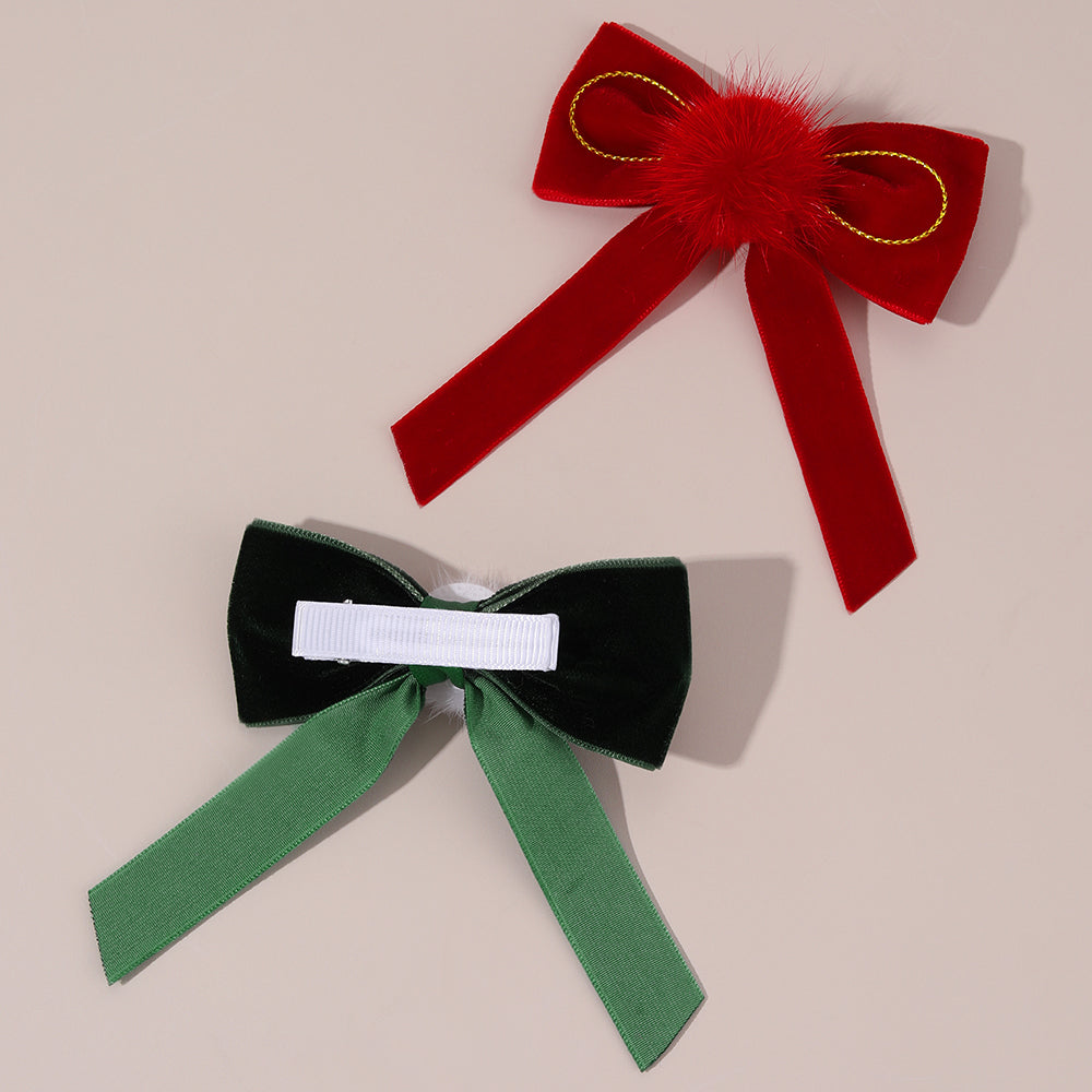 8PCS Winter Velvet Boutique Hair Bow Clip Set