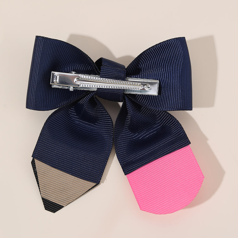 10Pcs Grosgrain Ribbon Back to School Hair Bow Clip Pencil Clip