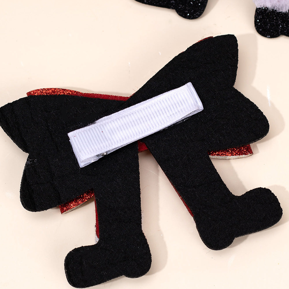2Pcs Christmas Glitter Boots Hair Bows Clips