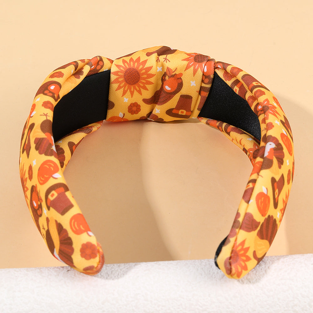 1Pcs Fabric Bow Knot Rhinestone Thanksgiving Headband