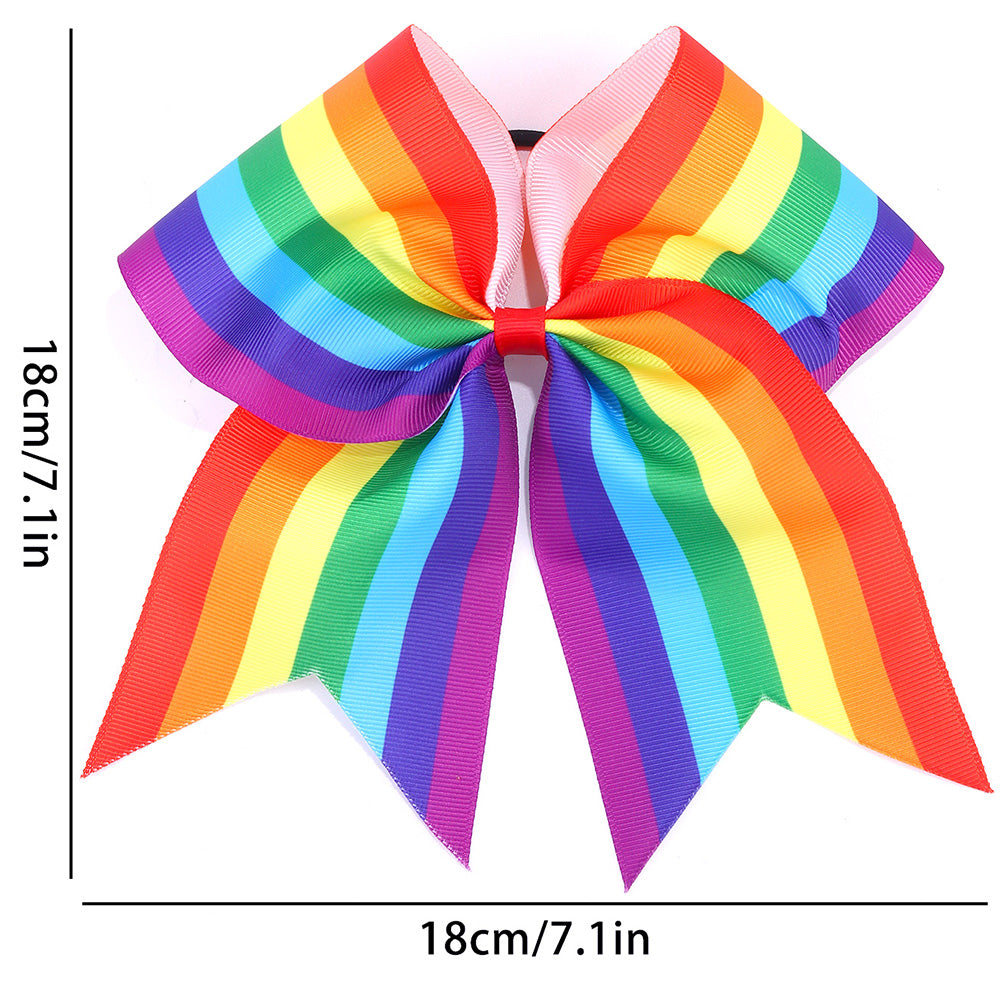 12pcs Rainbow Cheer Bows With Ponytail Holder