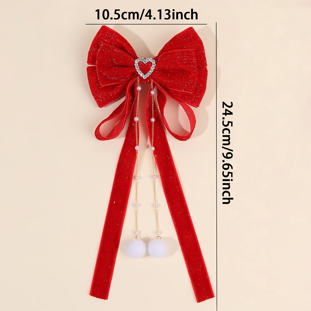 Larger Winter Velvet Hair Bow Clip Girls Christmas Hair Accessories