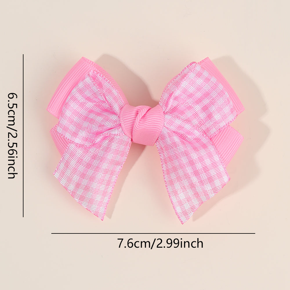 2Pcs Fabric Checked Hair Bow Clip Girls Plaid Hair Clip Kids