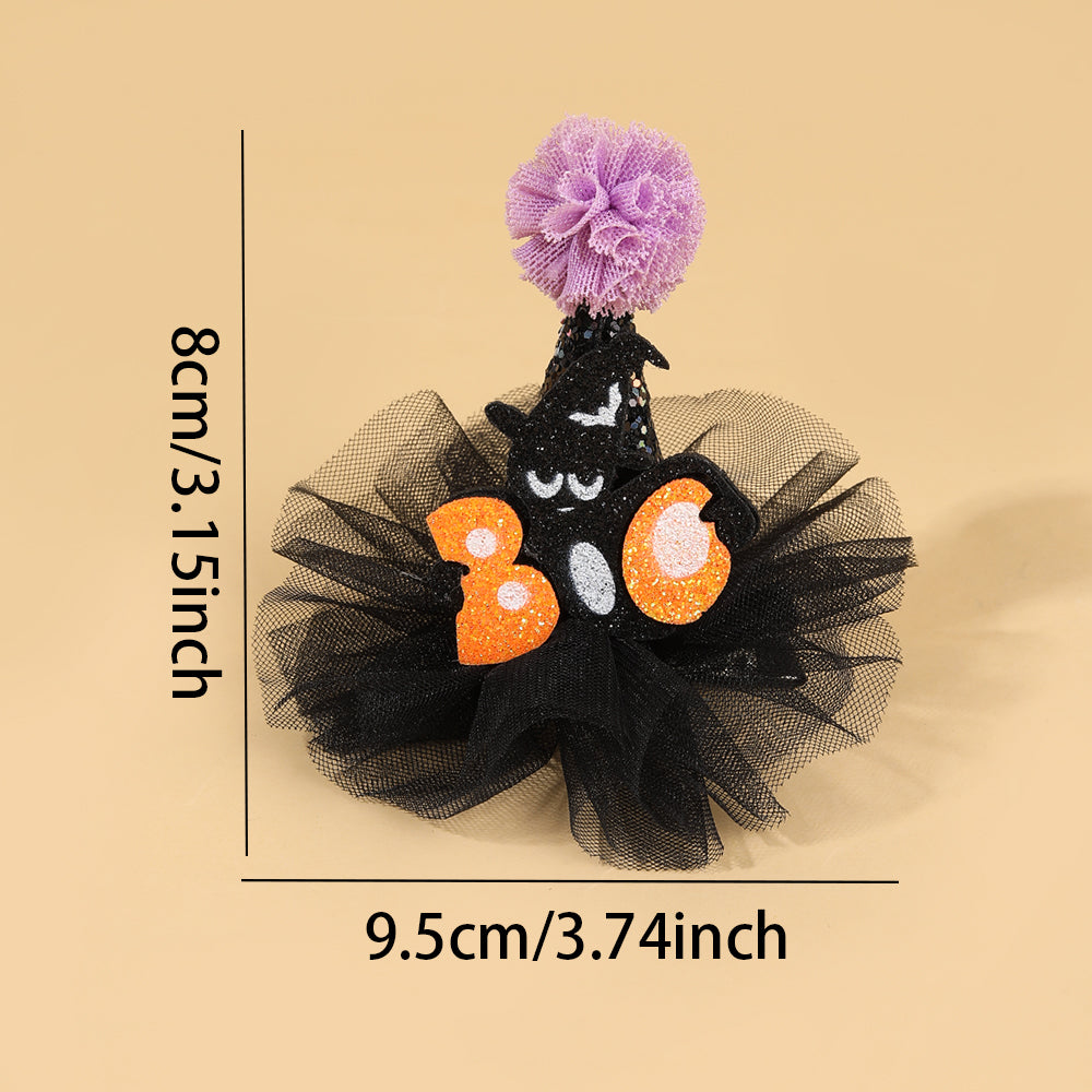 2Pcs Girls Halloween Mesh Crown Hair Clip Cute Cartoon Halloween Hair Clip Kids