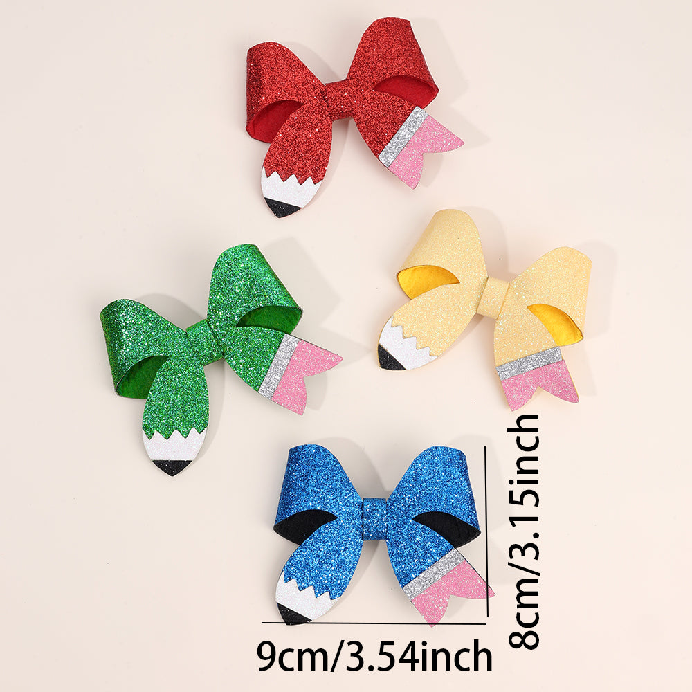 2Pcs Sparkly Glitter Pencil Hair Pins Back to School Hair Clip Girls