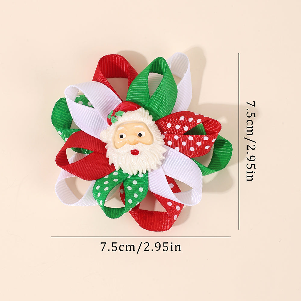 2Pcs Layered Christmas Santa Claus Hair Bow Clips