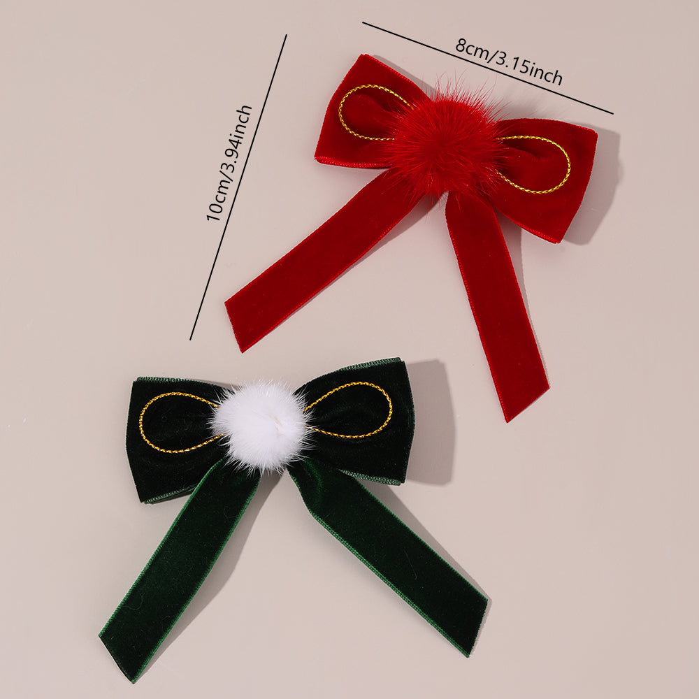8PCS Winter Velvet Boutique Hair Bow Clip Set