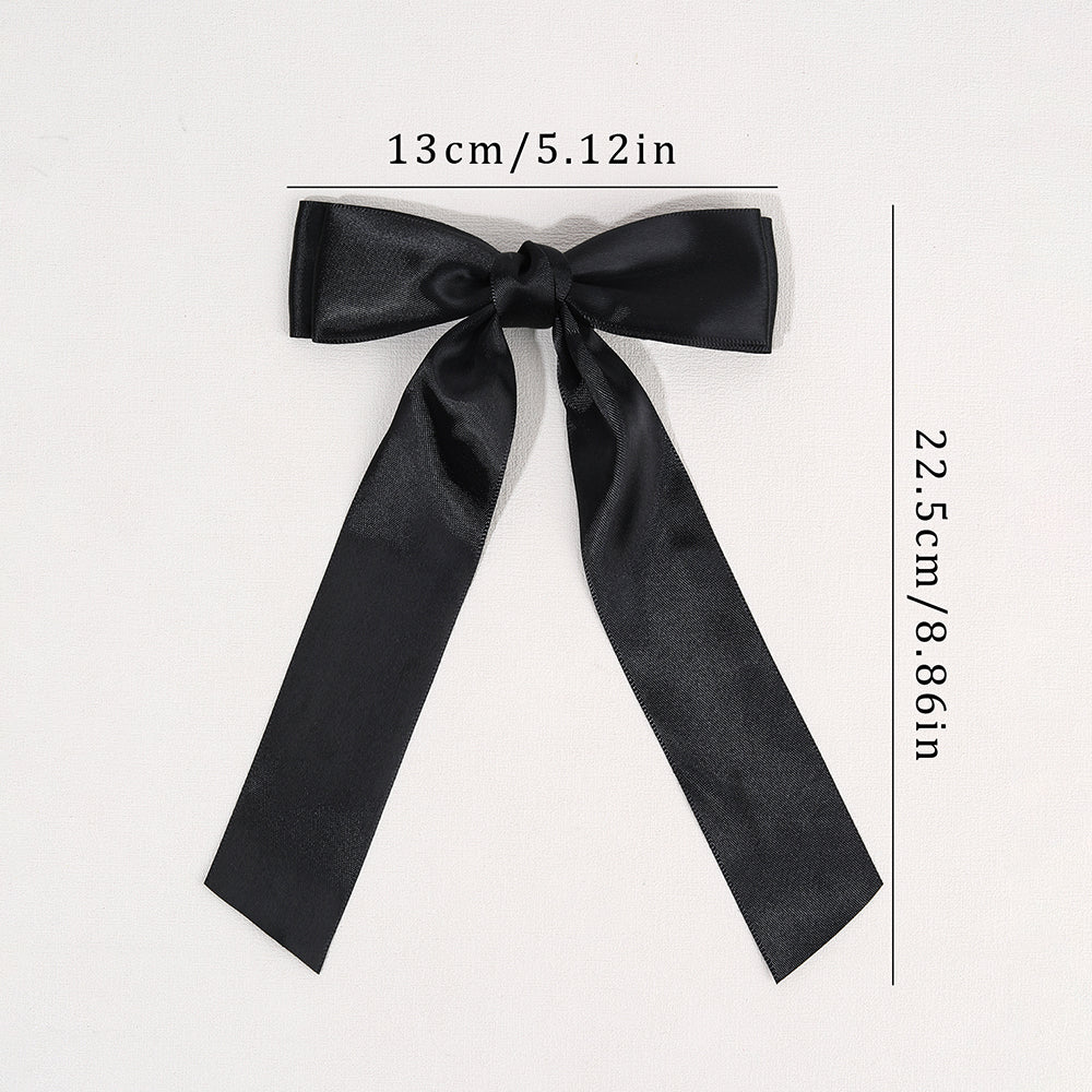 2pcs Satin Hair Bows for Girls Beige Black