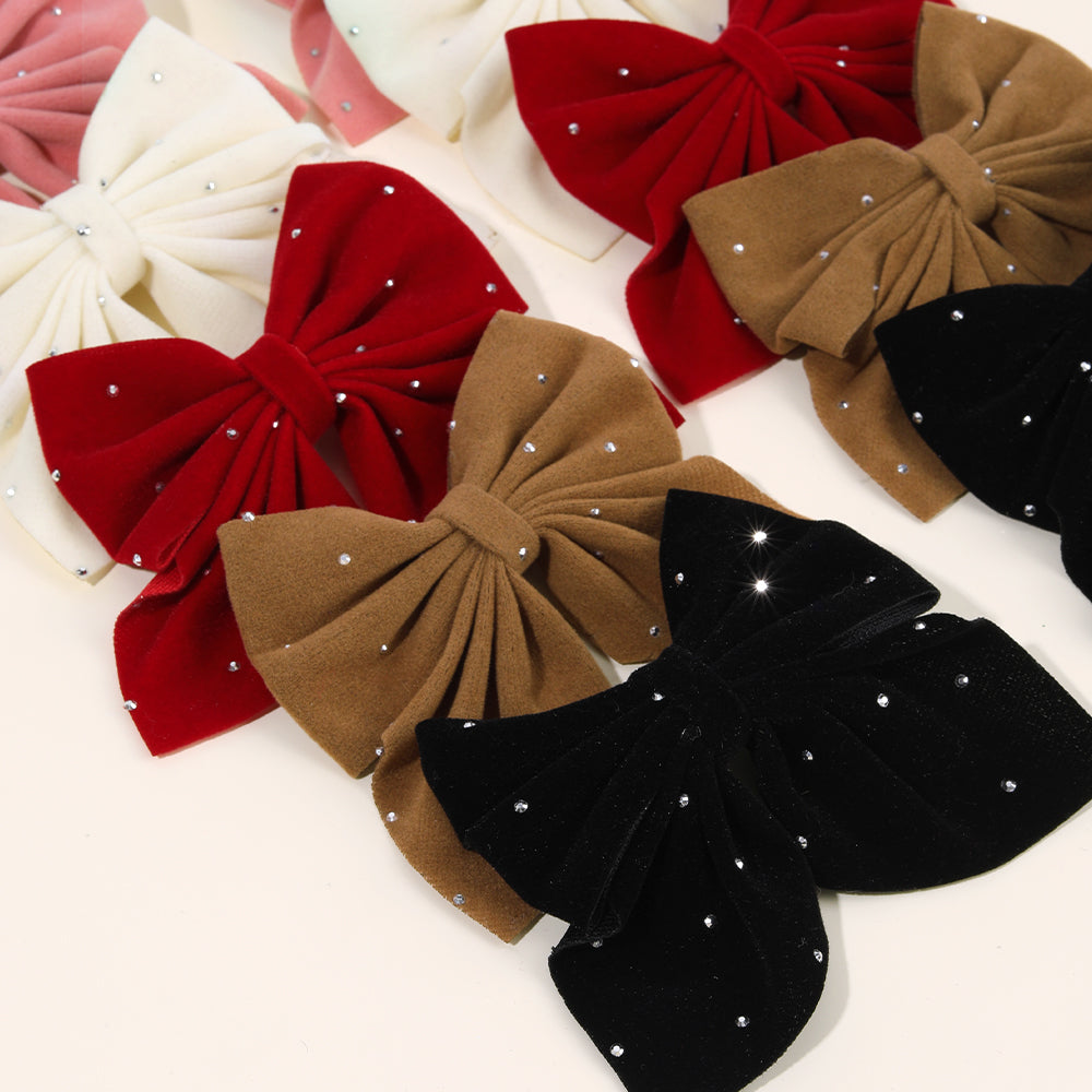 10Pcs Hair Bows Clips with Rhinestone