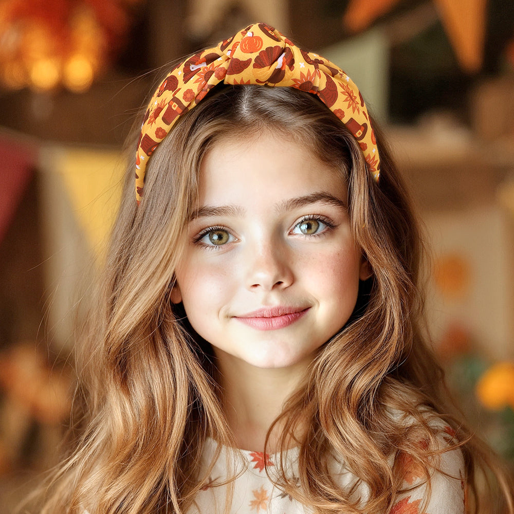 1Pcs Fabric Bow Knot Rhinestone Thanksgiving Headband