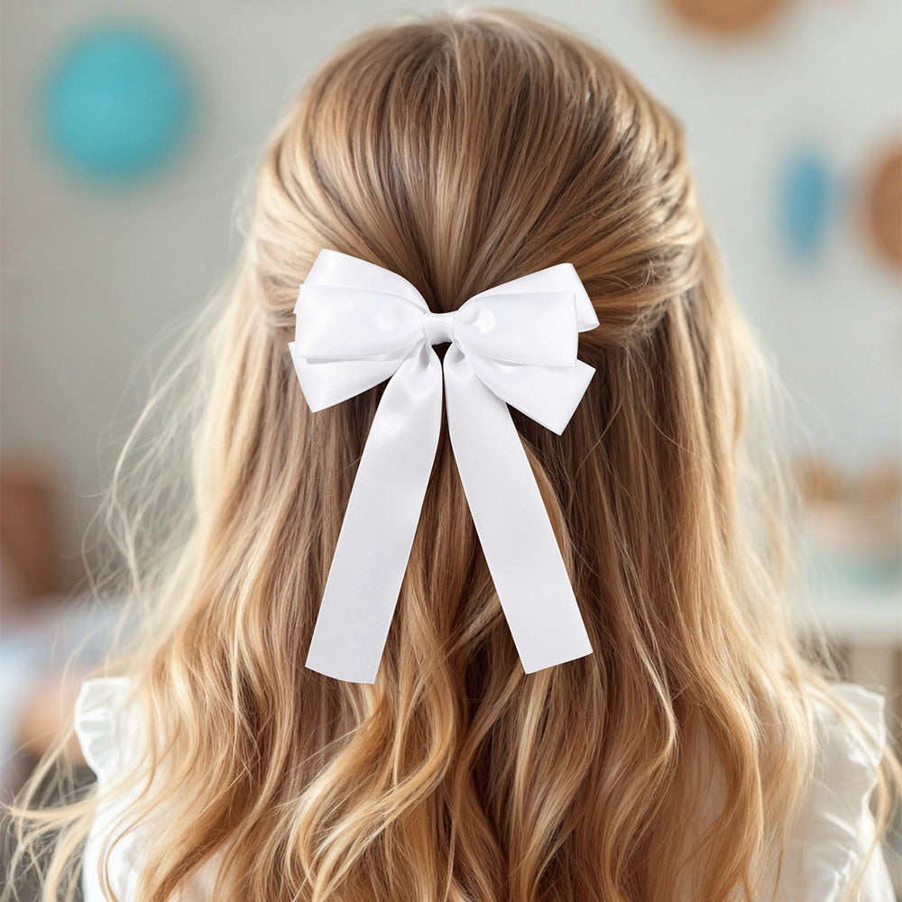 20Pcs Solid Color Satin Hair Bow Clip Set for Women Girls