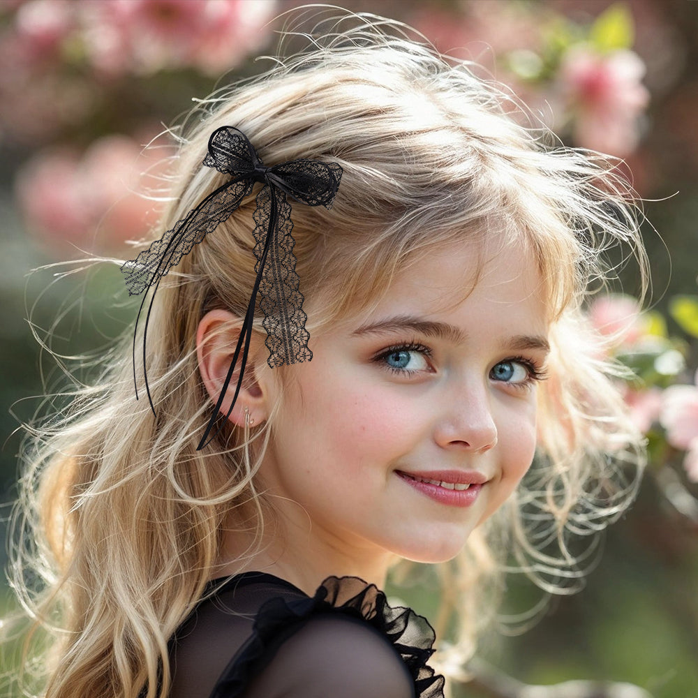 2Pcs Boutique Lace Flower Hair Clip for Women Girls Long Hair Hair Bow Clip