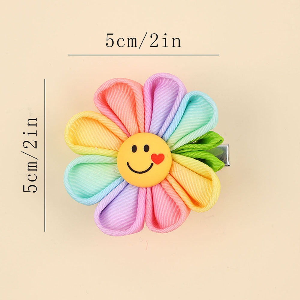 2Pcs Rainbow Hair Bow Clips Sumflower