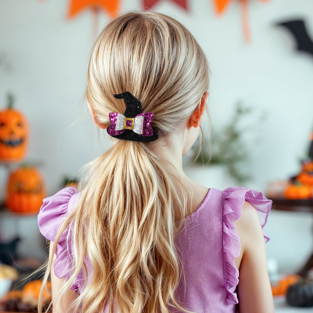 2Pcs Sparkly Glitter Haloween Hair Clip for Girls Kids