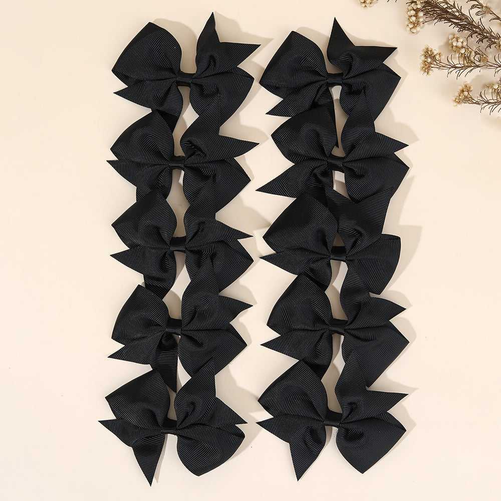 10pcs Solid Color Hair Bows Clips Red Black