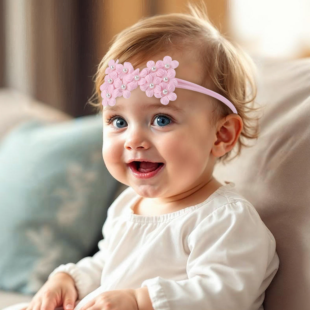 Baby Flower Nylon Headband Fabric Hair Bow Hairband Toddler