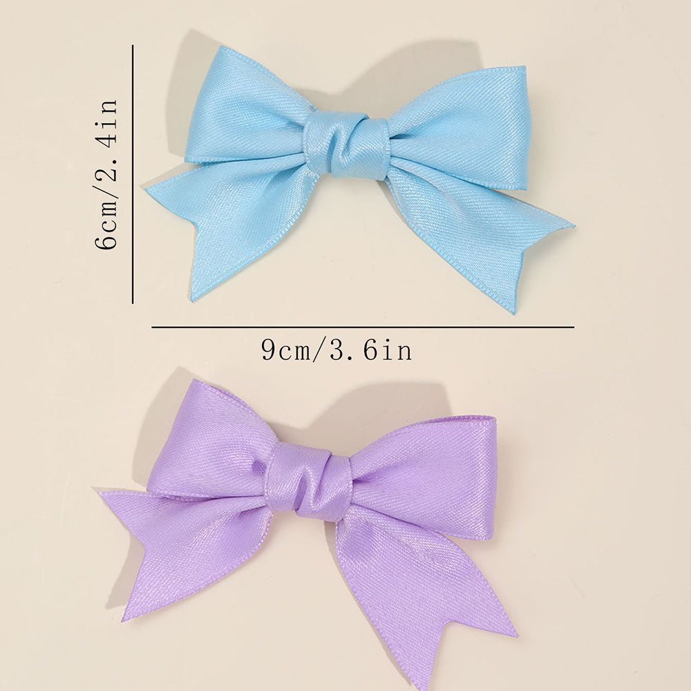 2Pcs Fabric Pigtail Hair Bow Clips