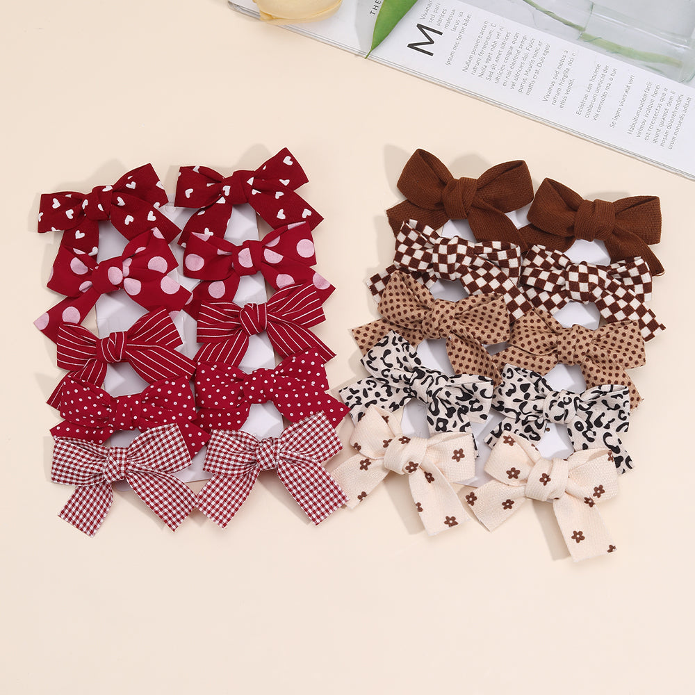 10pcs/set Fabric Pigtail Hair Bows Clips
