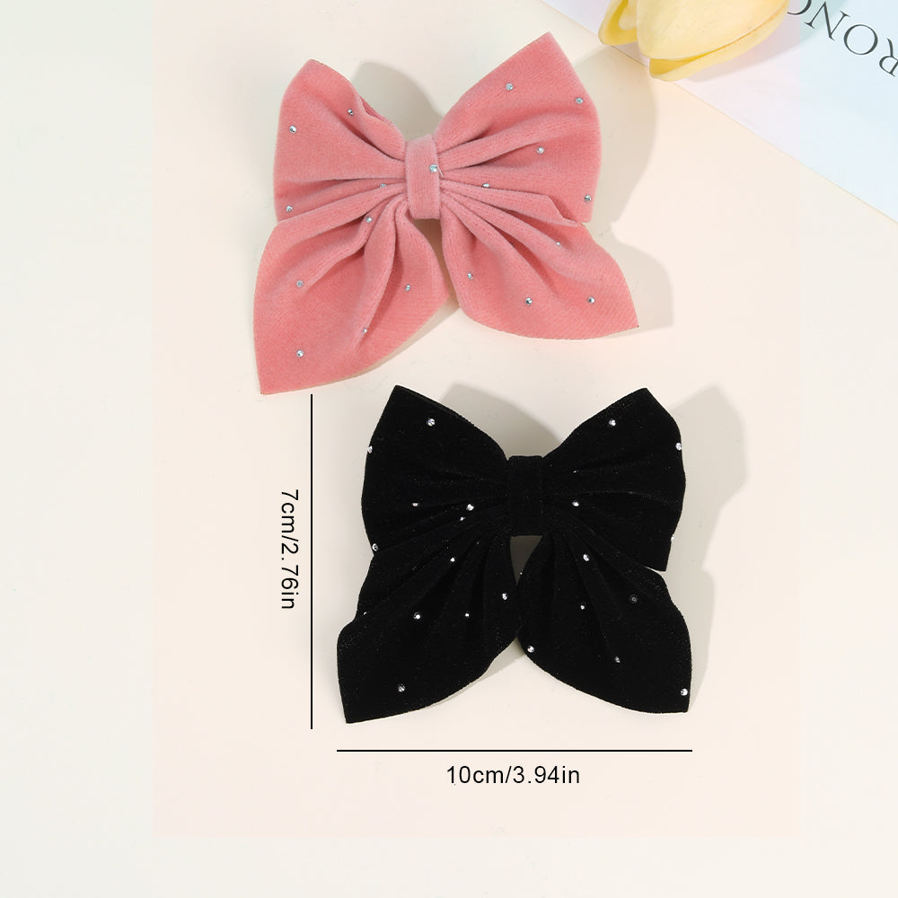 10Pcs Hair Bows Clips with Rhinestone