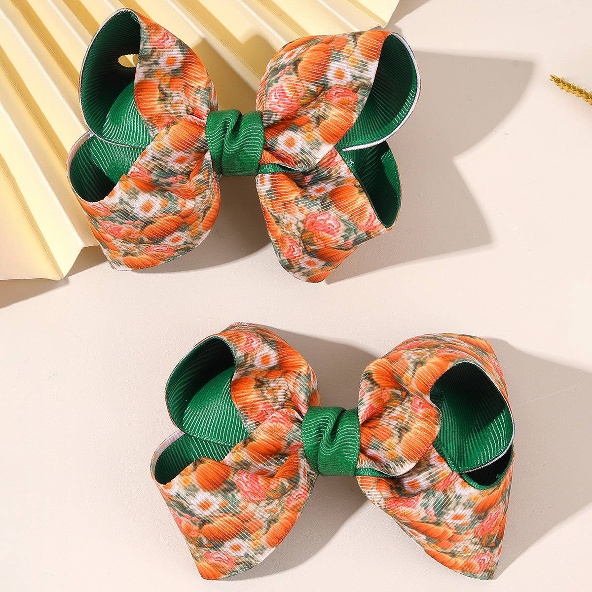 2Pcs Ribbon Thanksgiving Hair Bow Clip