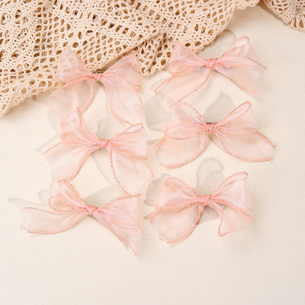 6Pcs Tulle Hair Bows Clips for Baby Kids