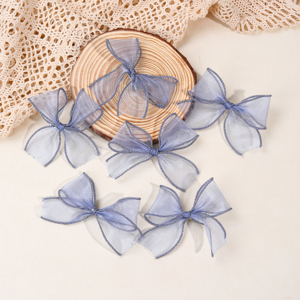6Pcs Tulle Hair Bows Clips for Baby Kids