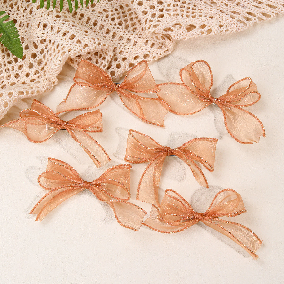 6Pcs Tulle Hair Bows Clips for Baby Kids