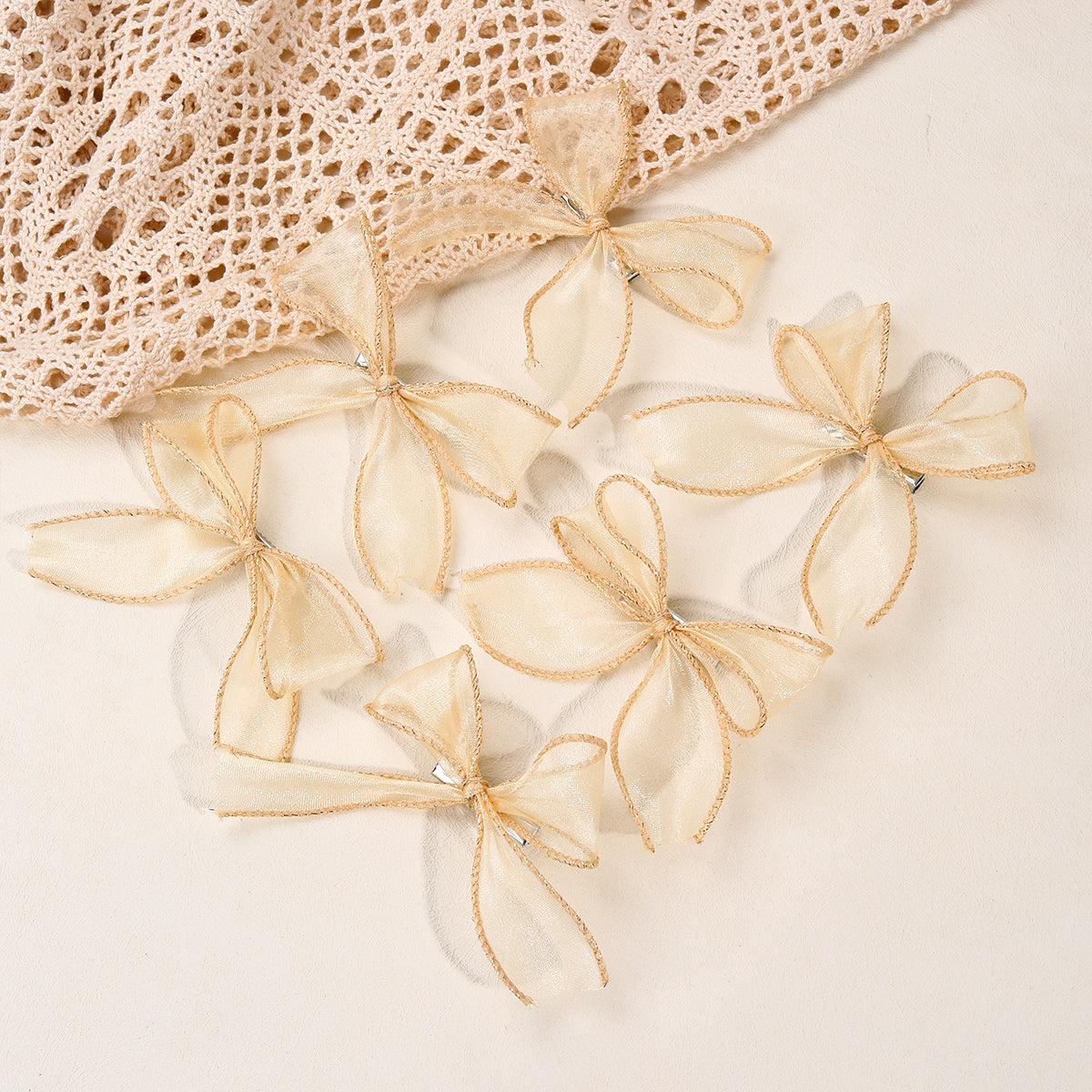 6Pcs Tulle Hair Bows Clips for Baby Kids