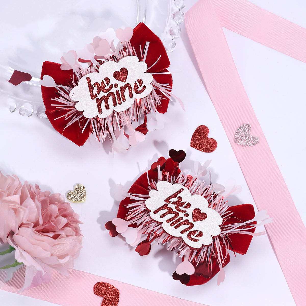 2Pcs Party Love Curly Valentine's Day Hair Clips