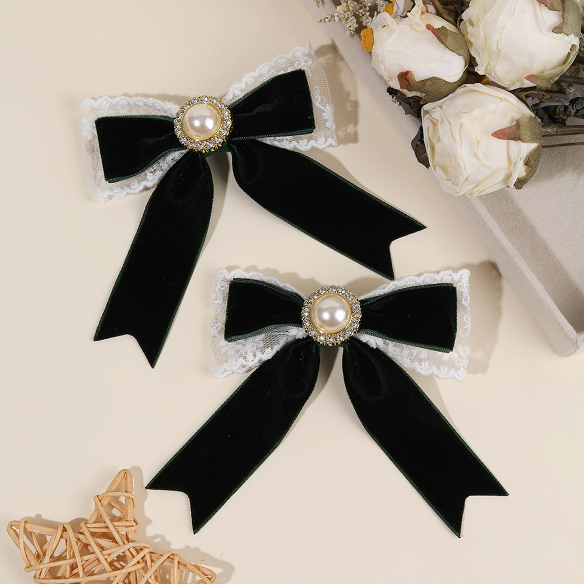 2PCS Velvet Boutique Hair Bow Clip Long Tails Hair Clip Girls