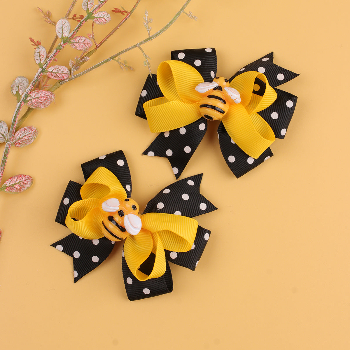 20Pairs Bee Hair Bows Clips Polka Wholesale