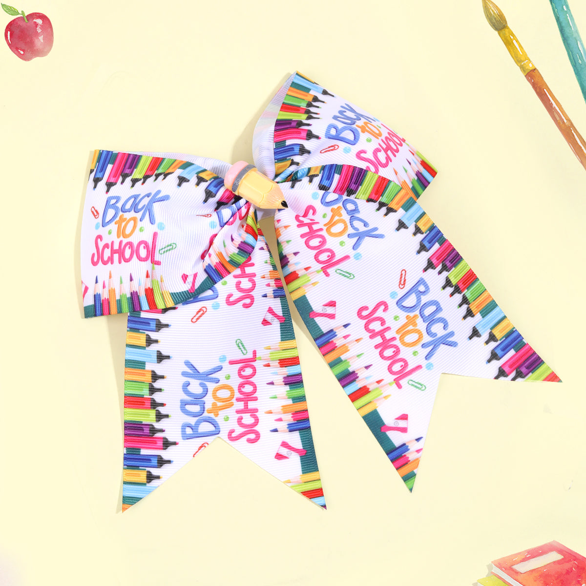 20Pcs 7" Back To School Cheer Bows with Clips