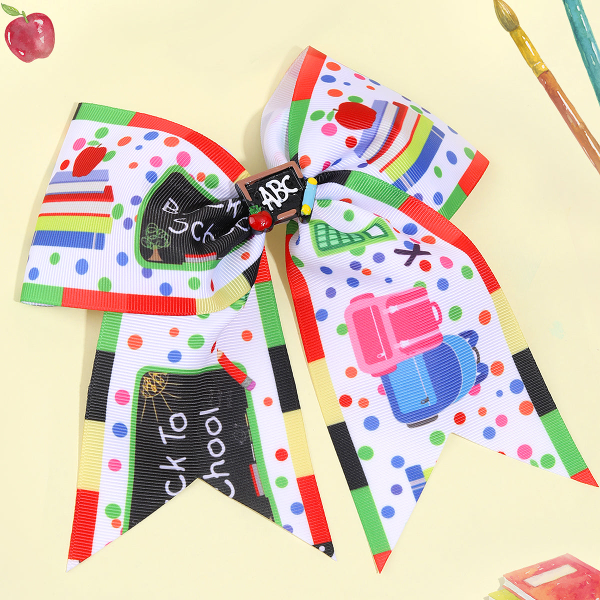 20Pcs 7" Back To School Cheer Bows with Clips