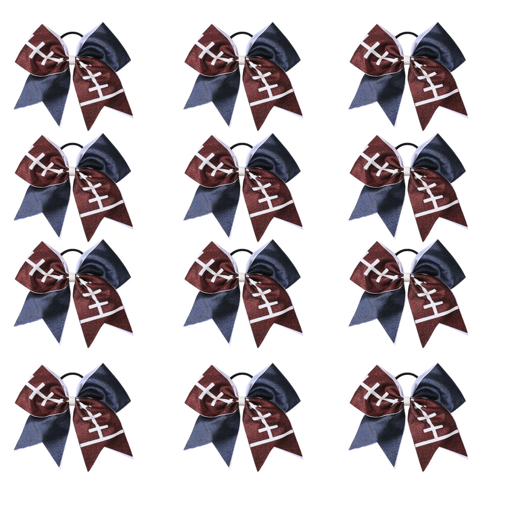 12Pcs 7" Sports Cheer Bows with Elastic Band