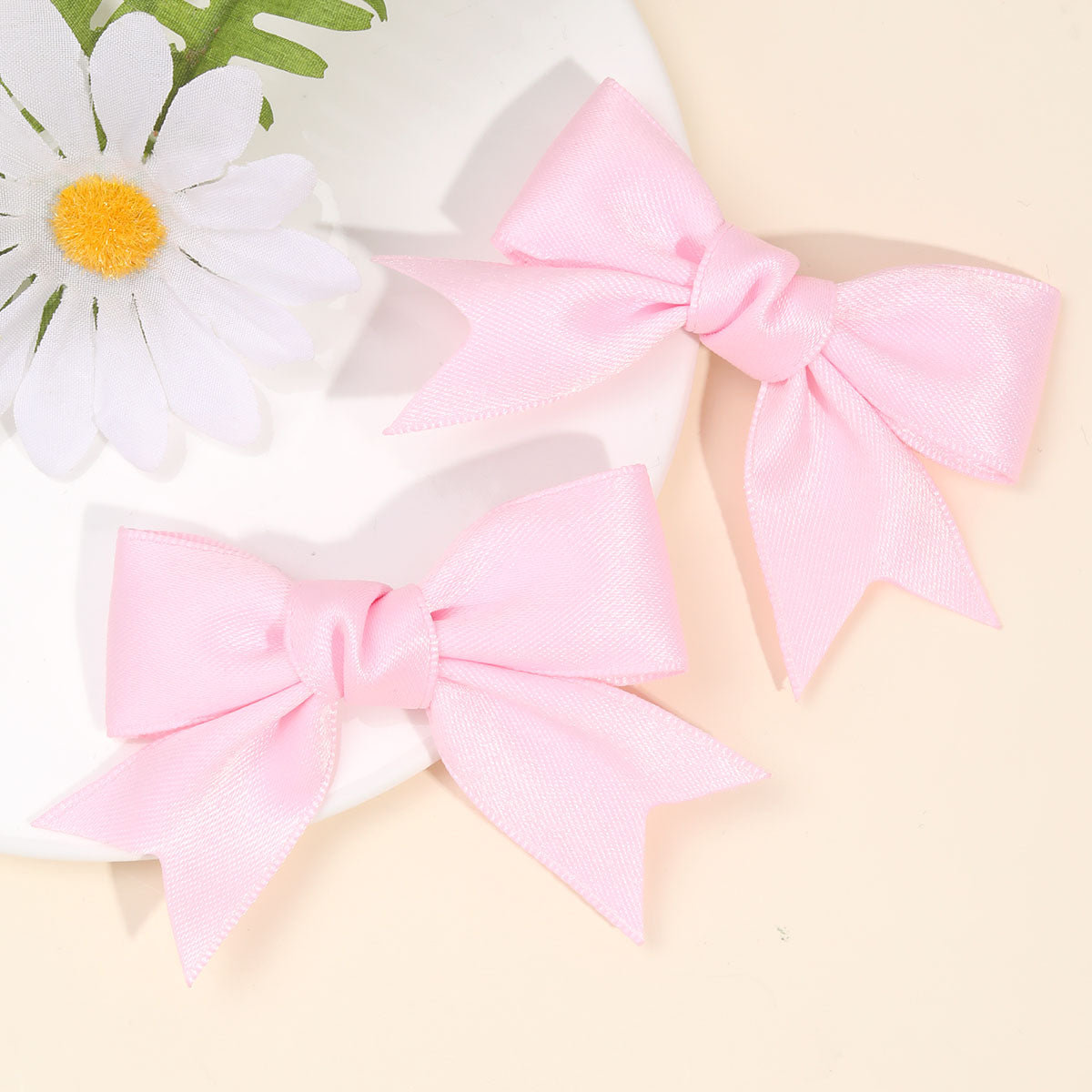 2Pcs Fabric Pigtail Hair Bow Clips