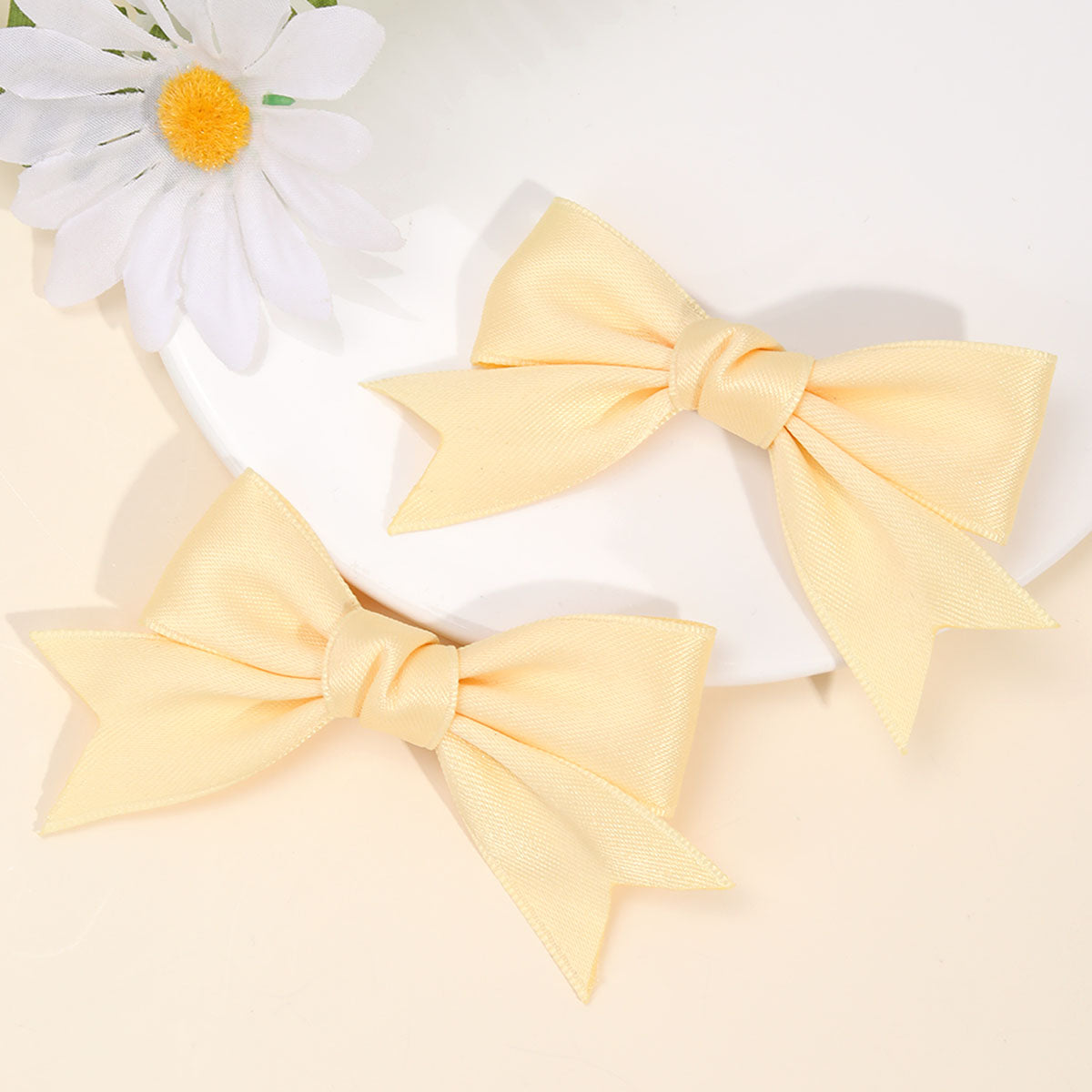 2Pcs Fabric Pigtail Hair Bow Clips