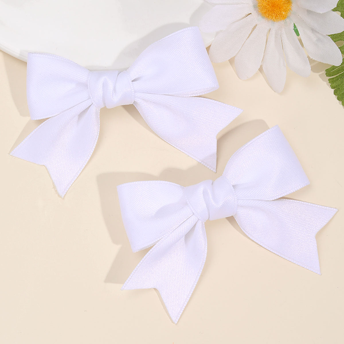 2Pcs Fabric Pigtail Hair Bow Clips