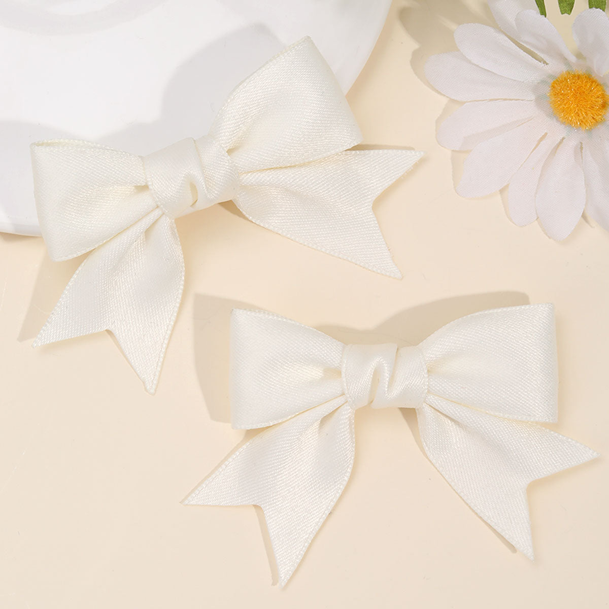 2Pcs Fabric Pigtail Hair Bow Clips