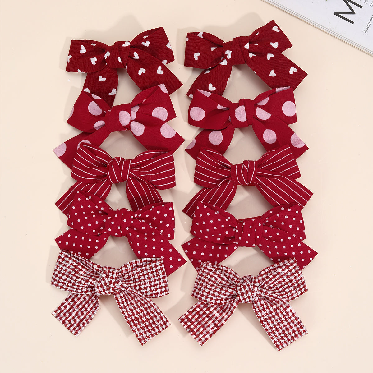 10pcs/set Fabric Pigtail Hair Bows Clips