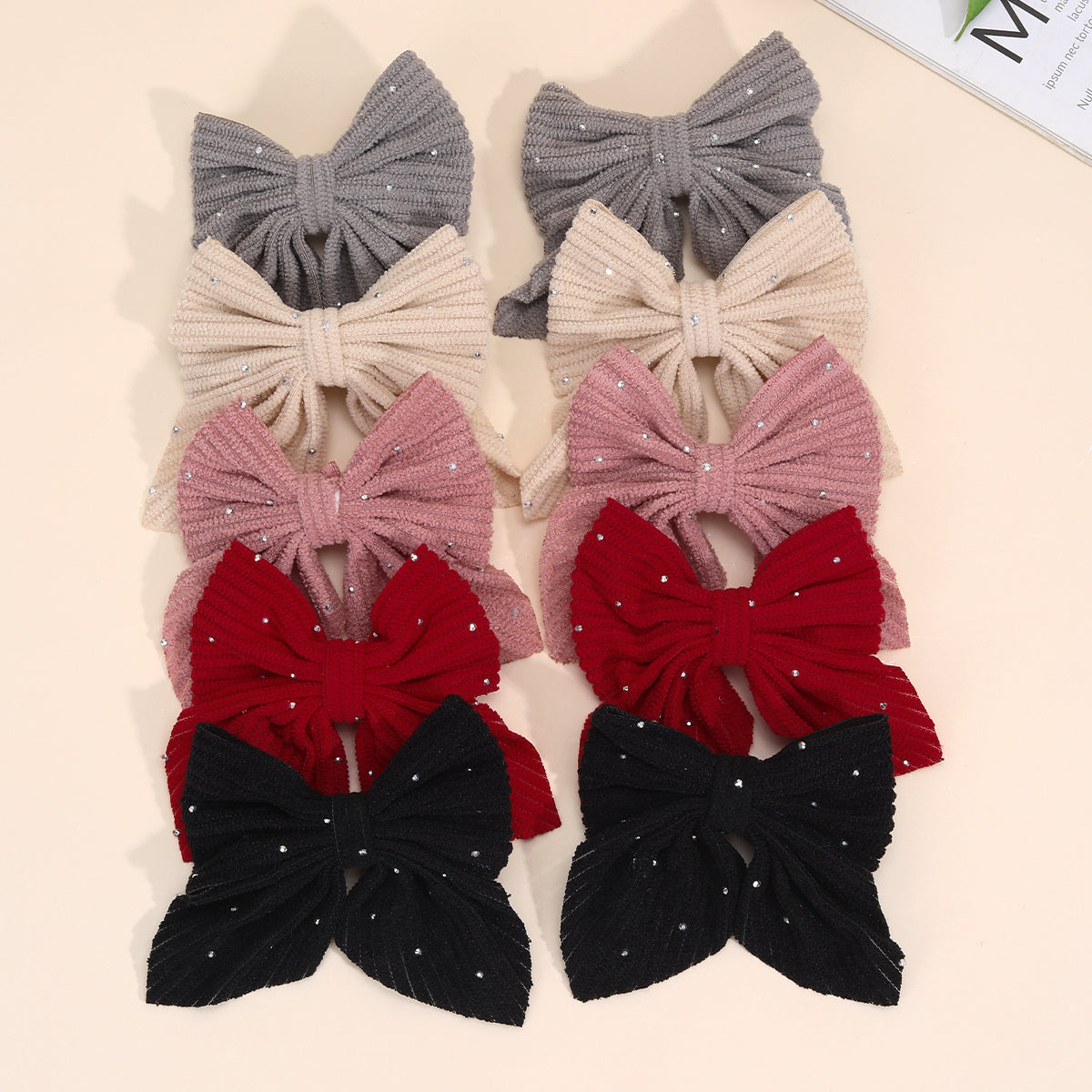10Pcs Hair Bows Clips with Rhinestone