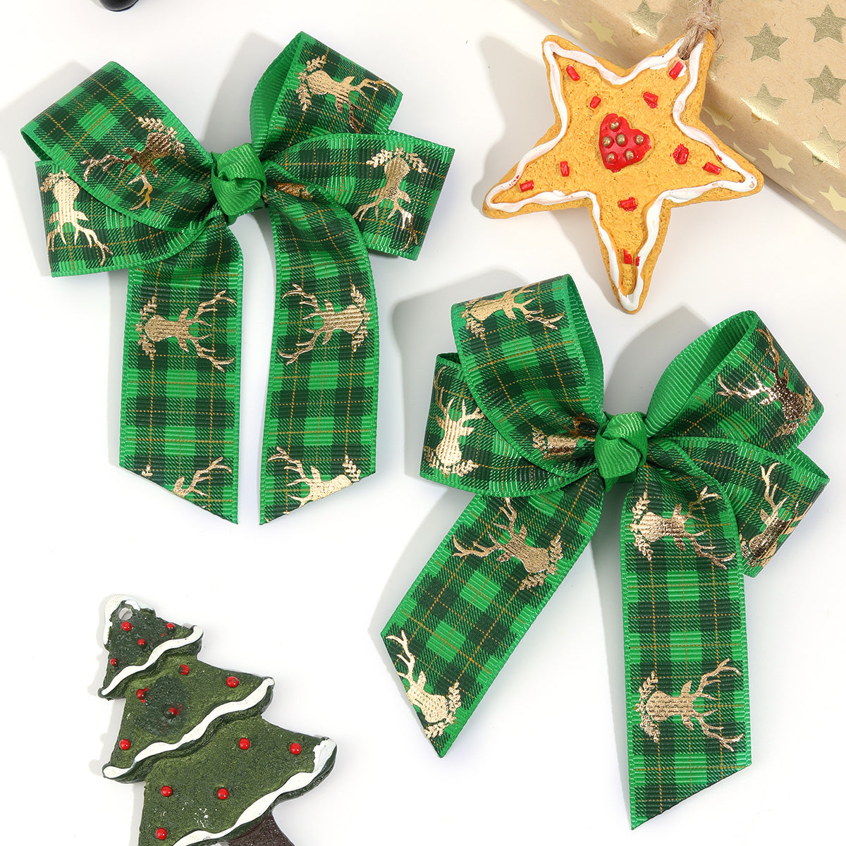2Pcs Christmas Hair Bow Clips