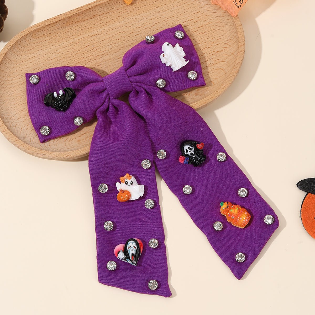 Large Fabric Halloween Hair Bow Clip for Girls
