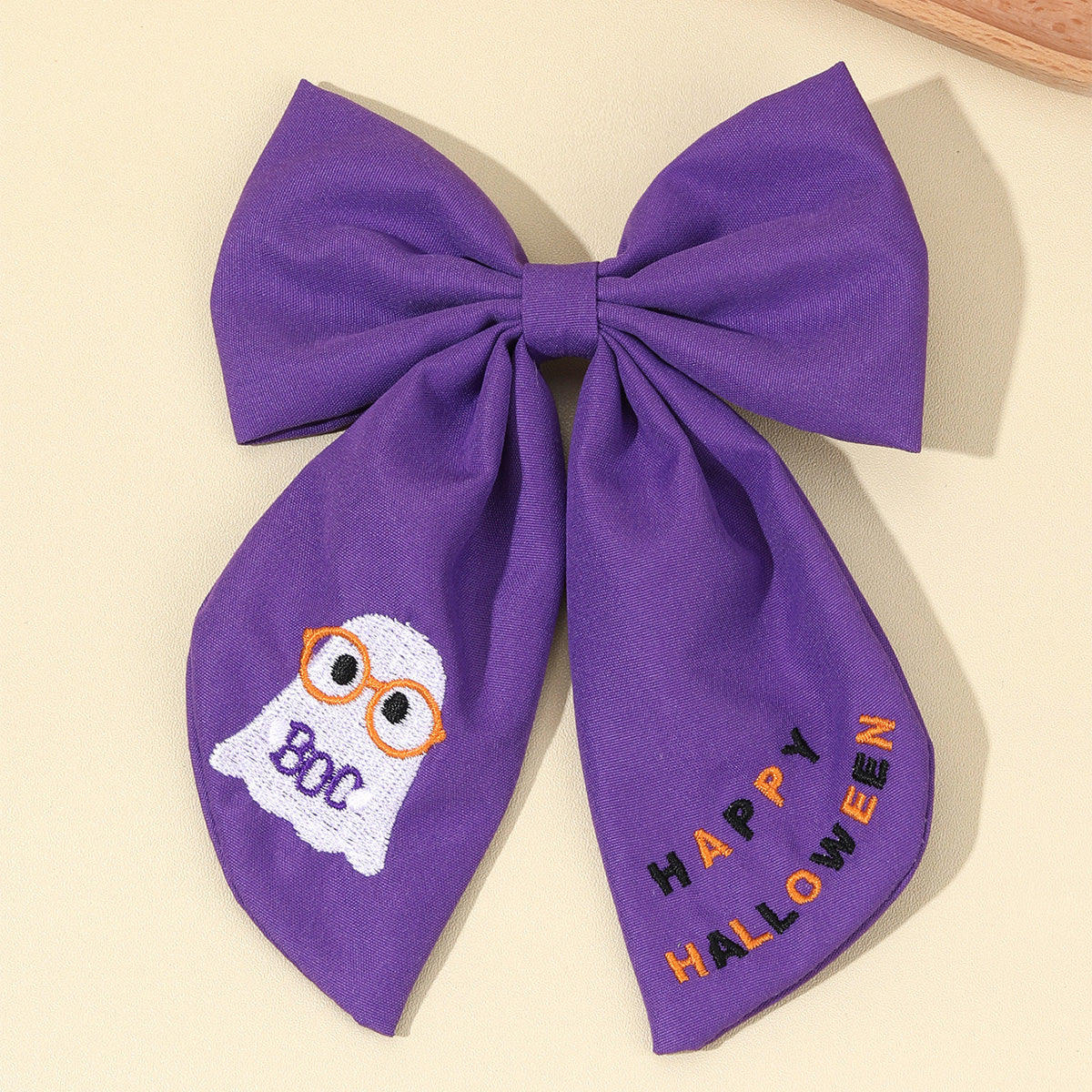 Big Fabric Embroidered Halloween Hair Bow Clip