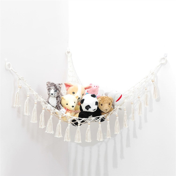 Plush Toy Triangle Hanging Storage Net for Kids Room Decoration