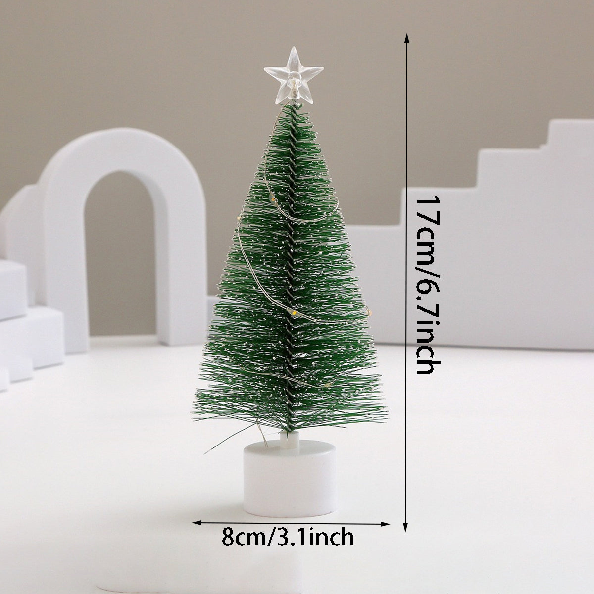 6.7in Mini Christmas Tree Desktop with LED Christmas Miniature Pine Tree