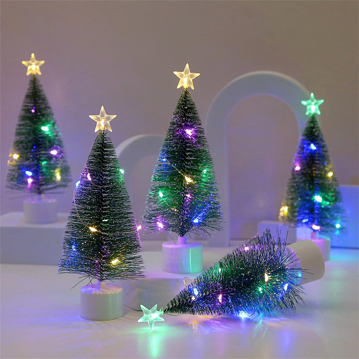 6.7in Mini Christmas Tree Desktop with LED Christmas Miniature Pine Tree