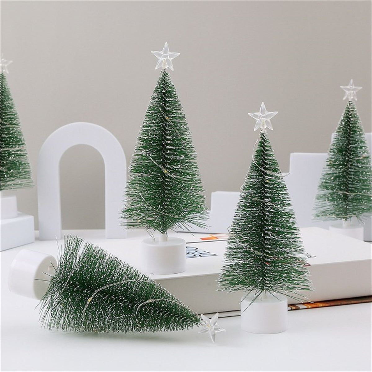 6.7in Mini Christmas Tree Desktop with LED Christmas Miniature Pine Tree