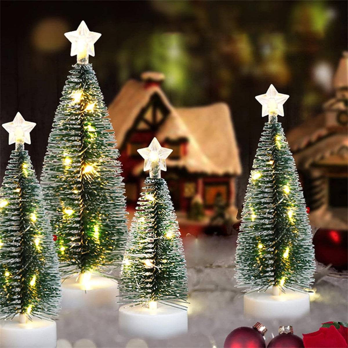 6.7in Mini Christmas Tree Desktop with LED Christmas Miniature Pine Tree